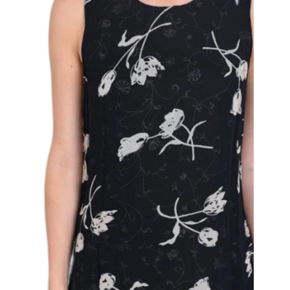 Solutions Original Sheer‎ Black Floral Dress Medium